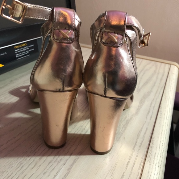 Rose Gold Strappy Sandal Heels - Picture 5 of 7